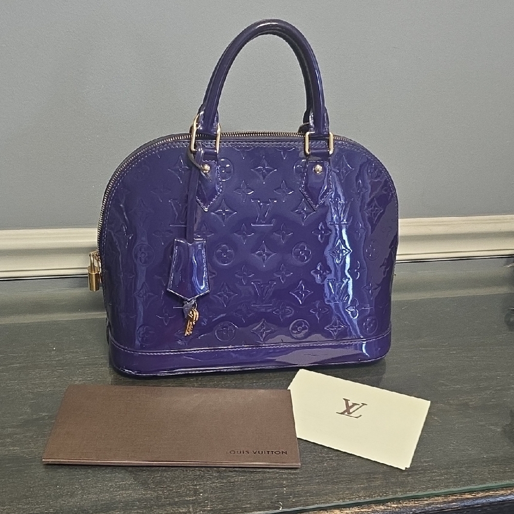 Authentic Louis Vuitton Alma PM Monogram Vernis Blueberry with Receipt